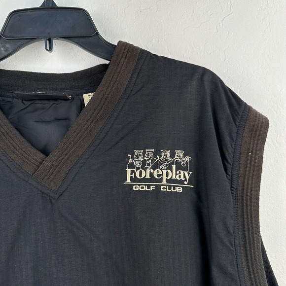 Vtg Reebok Golf Vest Embroidered FOREPLAY GOLF CLUB Sleeveless V Neck XL Nylon - Picture 2 of 8